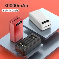 30000mah power bank with micro usb type c cable led digital display powerbank portable charger external battery pack power bank