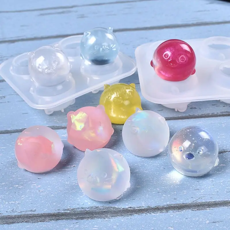 

DIY Pendant Key Chain Crystal Epoxy Mould Cartoon Chicken Bear Shape Moulds Handmade High Mirror Silicone Mold