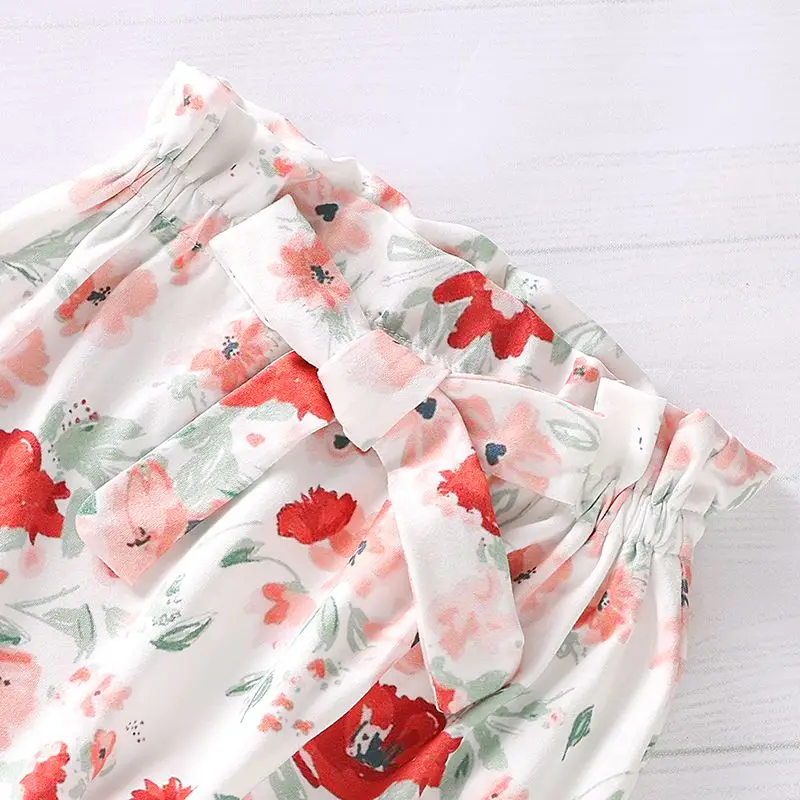 

New Autumn Baby Girl Adorable Long Flare Sleeve Romper Tops Floral Trousers Headband Outfits Clothes