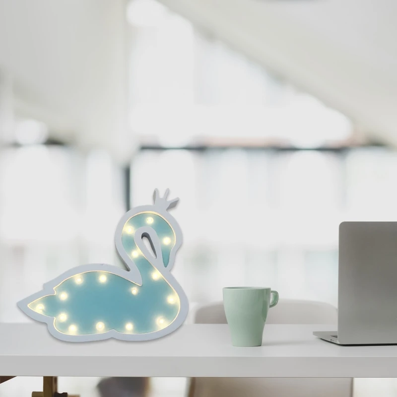 

Wooden Table Lamp Ins style wood Swan lamp LED Night Light For Children House