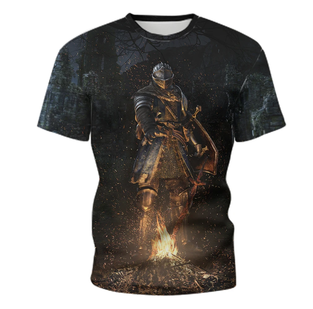 

2021 Summer New Fashion Men's T-shirt Game dark souls 3D Printed Hip Hop T-shirt Unisex Casual Street Wear Cool Sports Top