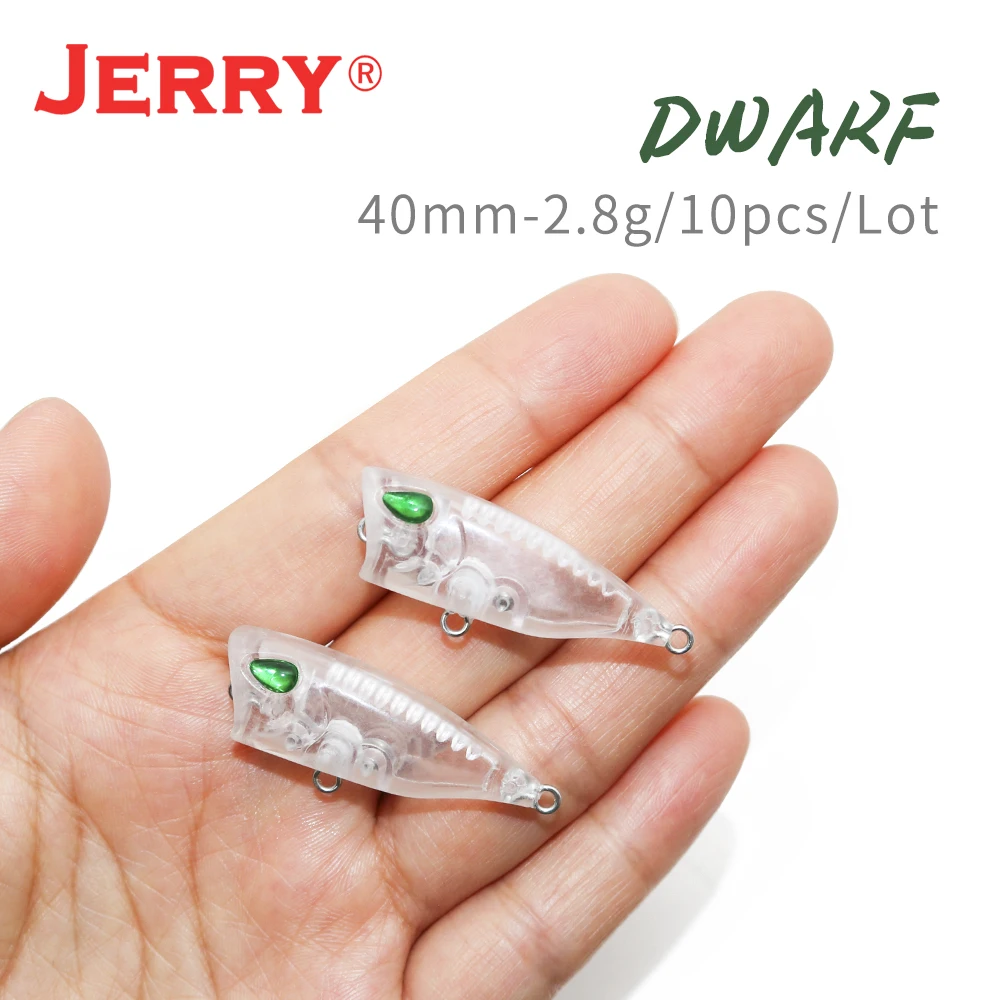 

Jerry Dwarf 10pcs Blank Body Fishing Lure Unpainted Hard Baits DIY Crankbait Floating Topwater Micro Popper Trout Lure With Eyes