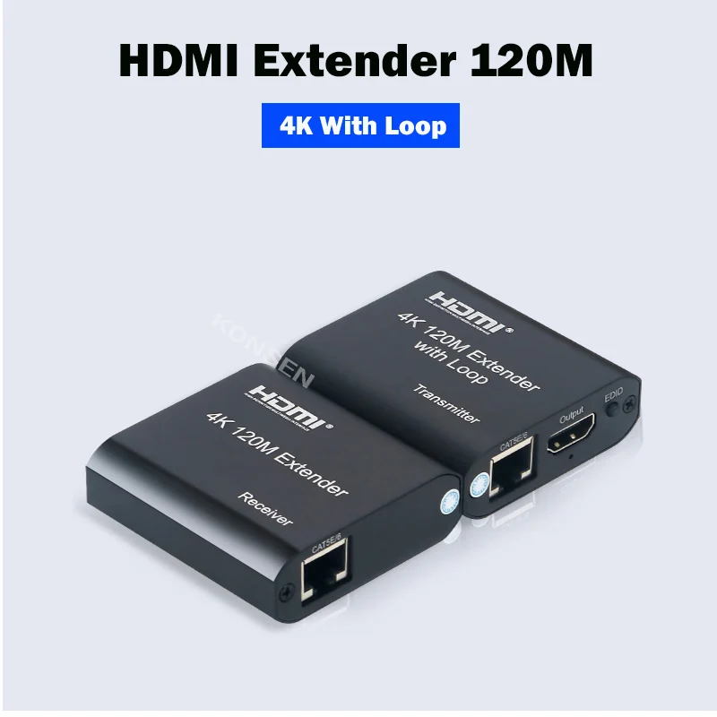 4K HDMI совместимый удлинитель 120 м с выходом через петлю по cat5e/6 RJ45 LAN кабелям Ethernet