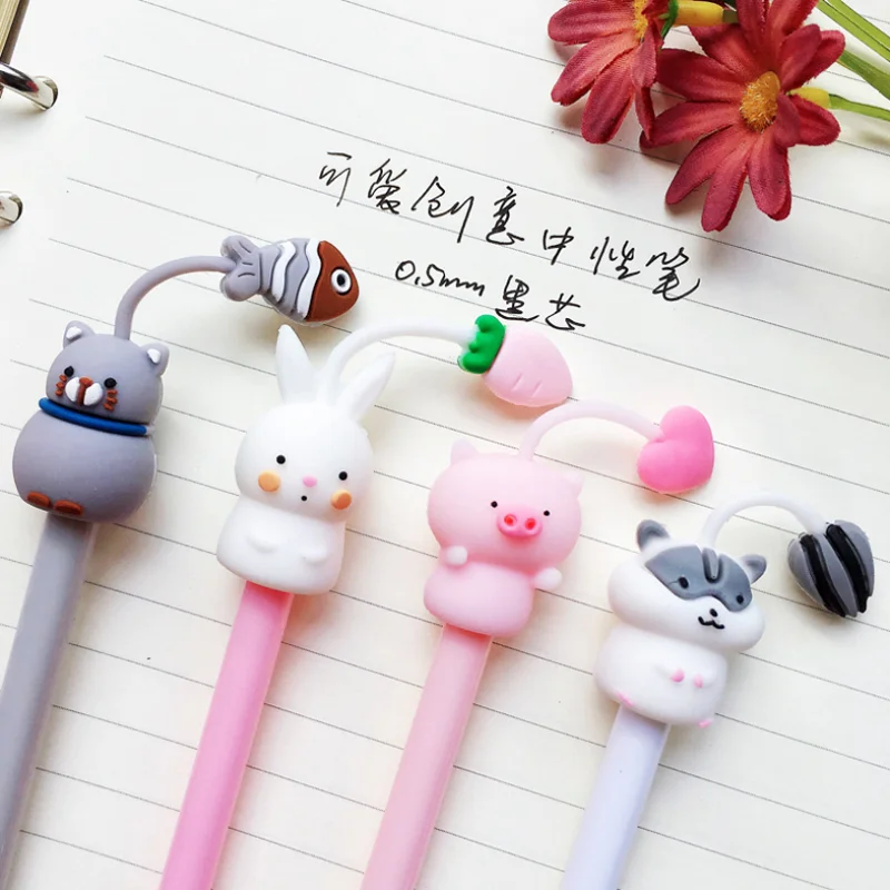 1 предмет милая гелевая ручка Kawaii Cat животных с черными для подписи студента