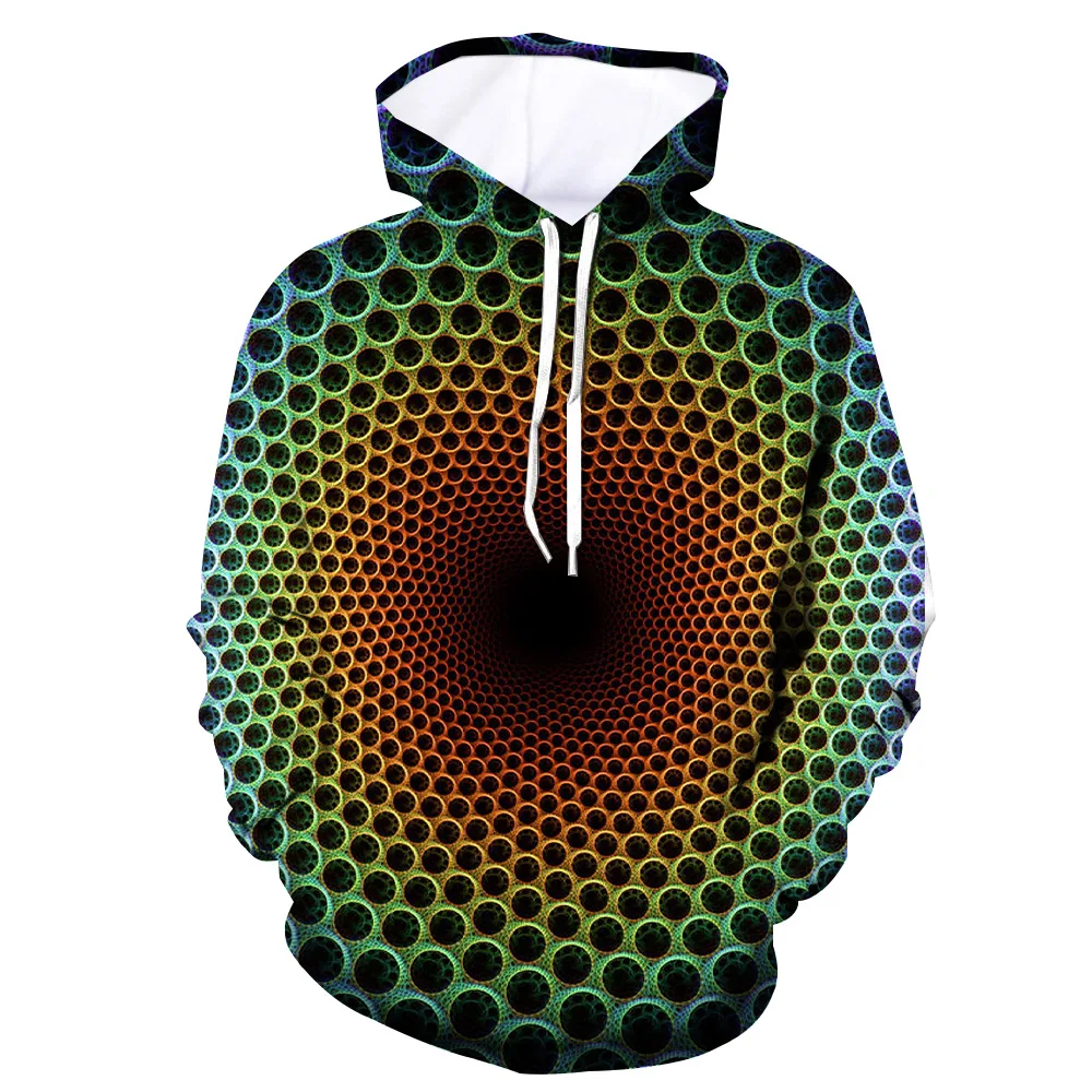 

2020 Spiral Color Geometric Grid Printing Tie Dyeing Men Hoodie Striped Lattice Plus Size Sudadera Hombre Starry Rainbow Hoodie