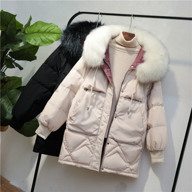 Женская зимняя одежда теплая толстая свободная стеганая куртка с меховым