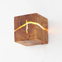 wooden wall sconce light decorarion 5w g4 led cracked natural wood wall lamp for living room bedrooms pine apricot wood