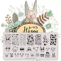 stencil egg printing new stamp template 612cm cute image nail plates geometric stamping nail art plates tool 037 rabbit easter