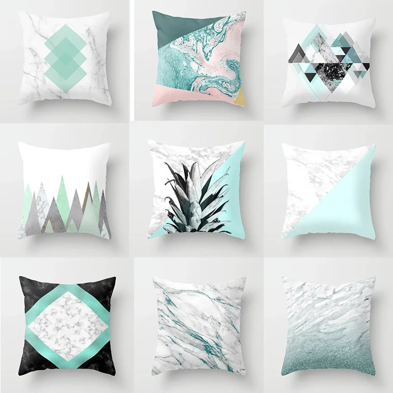 

Simple Home Office Car Cushion Marble Geometric Pattern Peach Skin Pillowcase Cushion Wholesale
