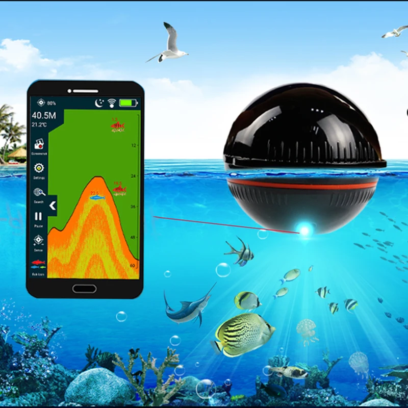 Fish Finder Portable Smart Wireless Sonar Sensor Transducer Detector Fish Finder Bluetooth Echo Sounder Fish Finders Ice Fishing