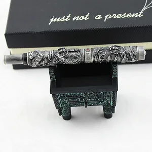Перьевая ручка Jinhao, двойная, играющий Дракон А, со средним наконечником, 0,5 мм, с 3d-тиснением, металлическая