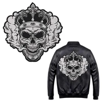 crown smoke skull iron on patch embroidered applique sewing label punk biker patches clothes stickers apparel accessories badge