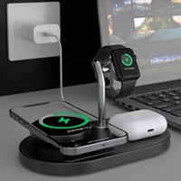 15w 4 in 1qi magnetic wireless charger stand for iphone 13 12 pro max fast charging dock for apple watch 7 6 5 4 3 airpods pro