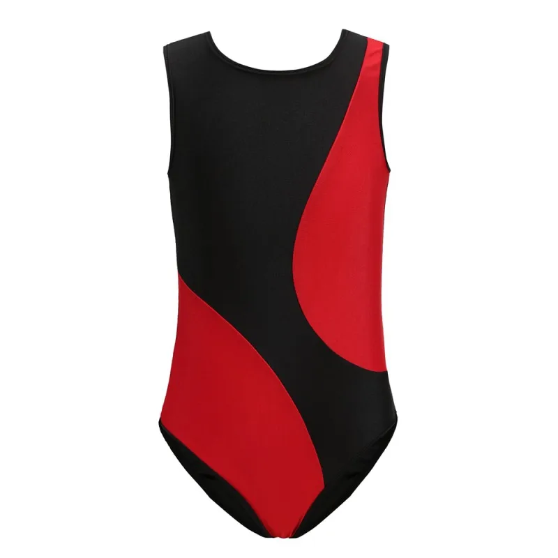 

Детский гимнастический танцевальный костюм для девочек, дышащий мягкий модный комбинированный костюм для гимнастики без рукавов