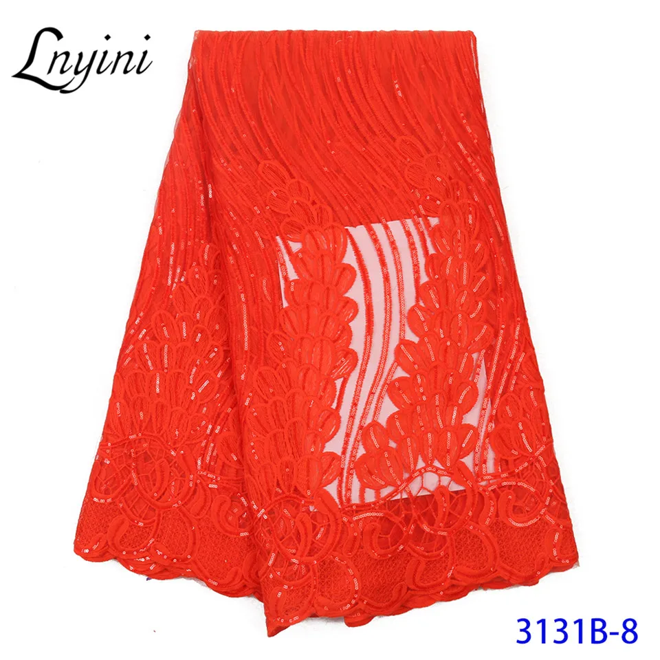 Горячая Распродажа африканская кружевная ткань с блестками коралловый