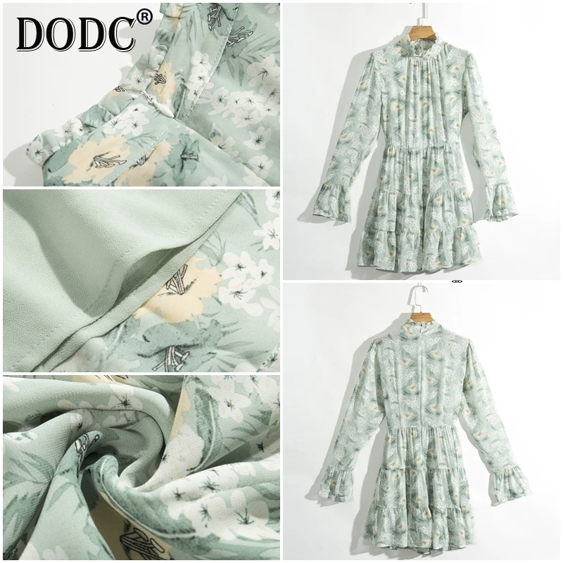 Женское шифоновое платье в стиле бохо с цветочным принтом и оборками праздничное