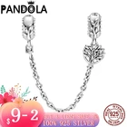Горячая 100% 925 пробы серебряные шармы в форме сердца Семья дерево Безопасность цепи, очаровательный, подрходит к оригиналу Pandora, браслет серебро 925 ювелирные изделия