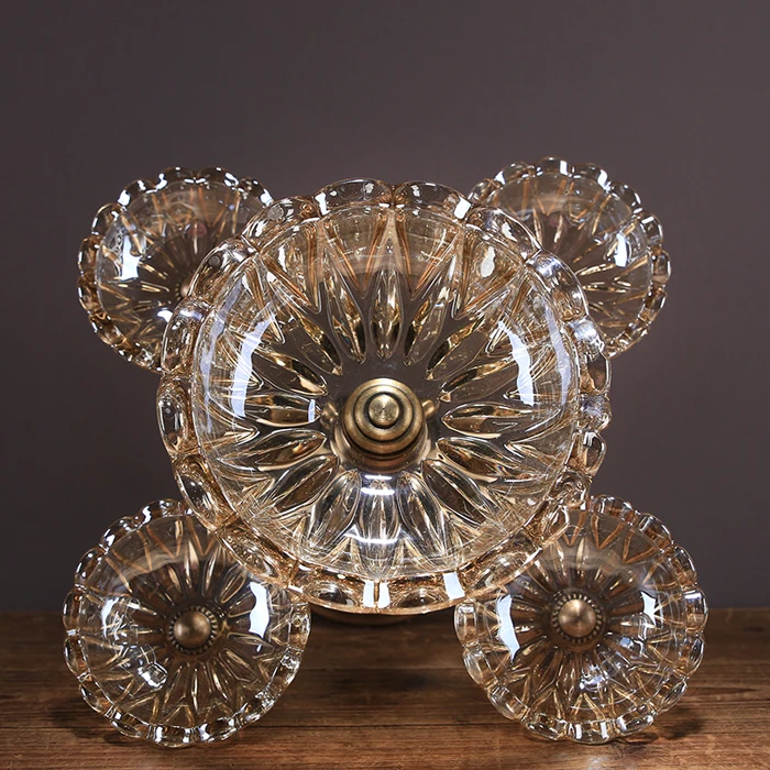 Винтажный двухярусный стеклянный сервировочный поднос декоративная