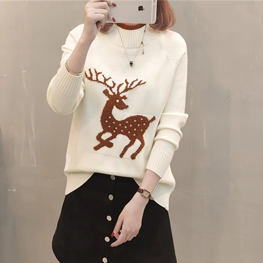 Свитер женский осенний 2019 свитера модный Рождественский вязаный джемпер с