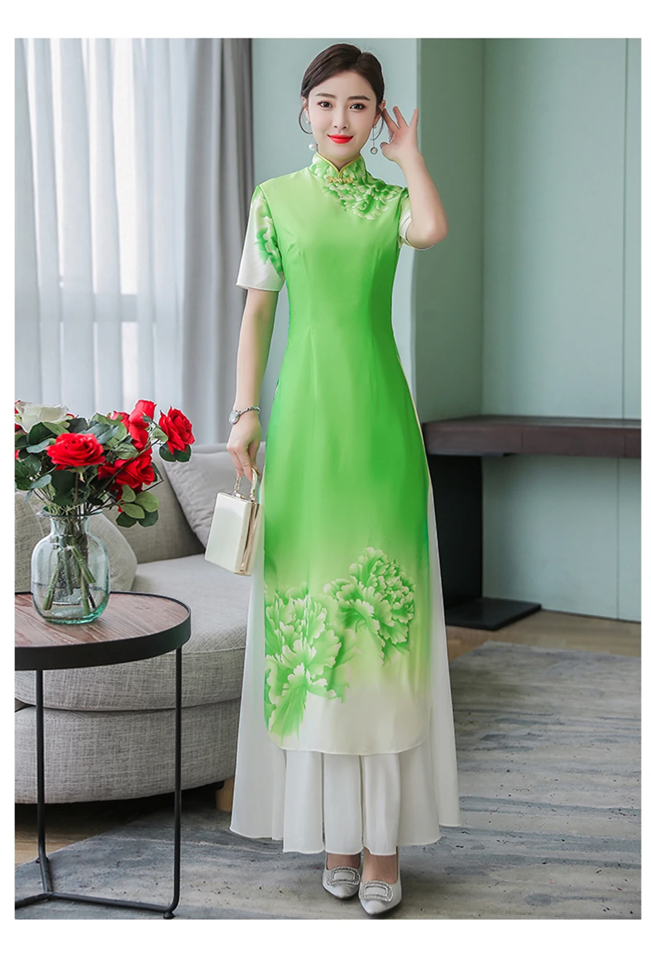 Новая традиционная вьетнамская одежда аозай Вьетнам Cheongsam китайский стиль длинный Ципао вечернее вечерние свадебные платья