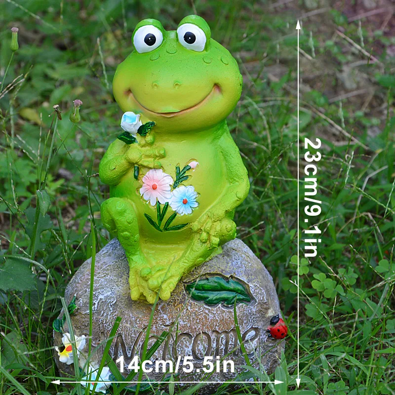 

Frog Family Welcome Statue Decoration Resin Cartoon Animal Figurines Welcome Art Garden Ornament for Yard Home JU8
