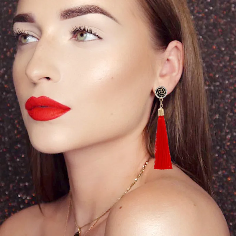 Богемные длинные элегантные серьги с кисточками винтажные металлические