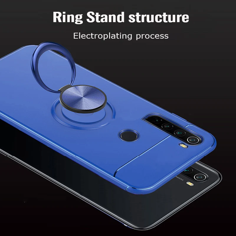 Кольцевой кронштейн, чехол для телефона для Xiaomi Redmi Note 8 Pro, чехол, Мягкий Силиконовый противоударный чехол на заднюю панель для Redmi Note 7 8 Pro, кольцевой чехол