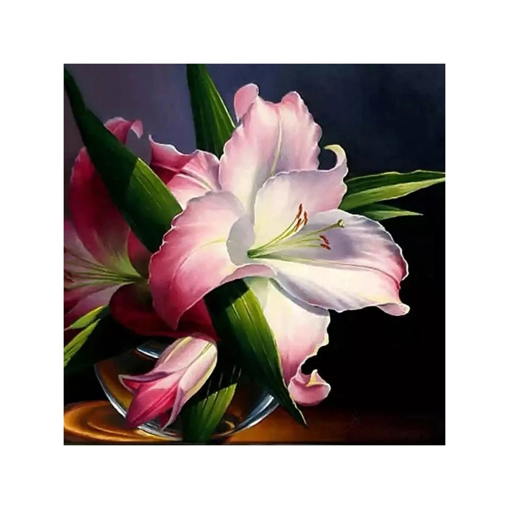 

Алмазная 5D картина «сделай сам», полноразмерная/круглая вышивка, цветы лилии, домашняя фотография, наклейка на стену с цветочным рисунком