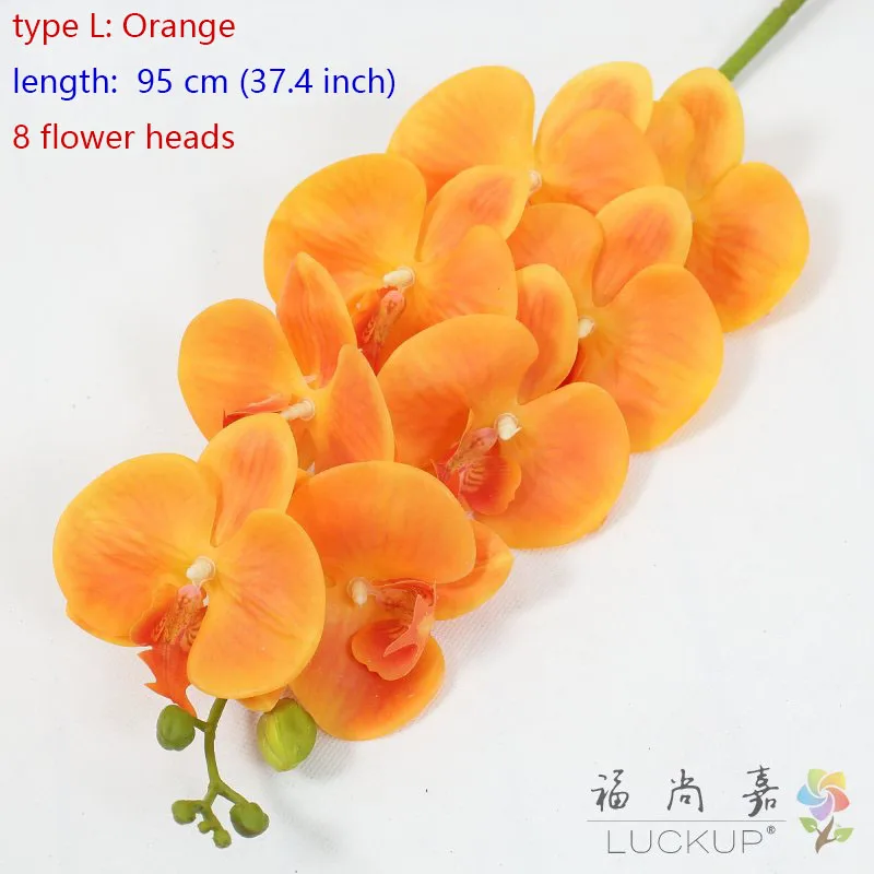 type L Orange Искусственный латексный цветок орхидеи бабочки орхидеи для дома, дома, свадьбы, фестиваля, 1 стебель, F472 - Цвет: type L Orange