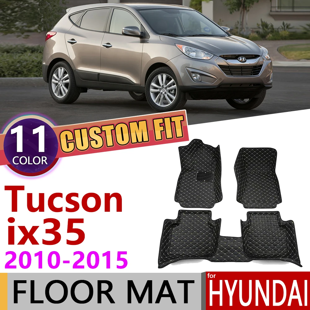 Пользовательские автомобильные кожаные коврики для Hyundai Tucson ix35 LM 2010 ~ 2015 ix 35 5 мест
