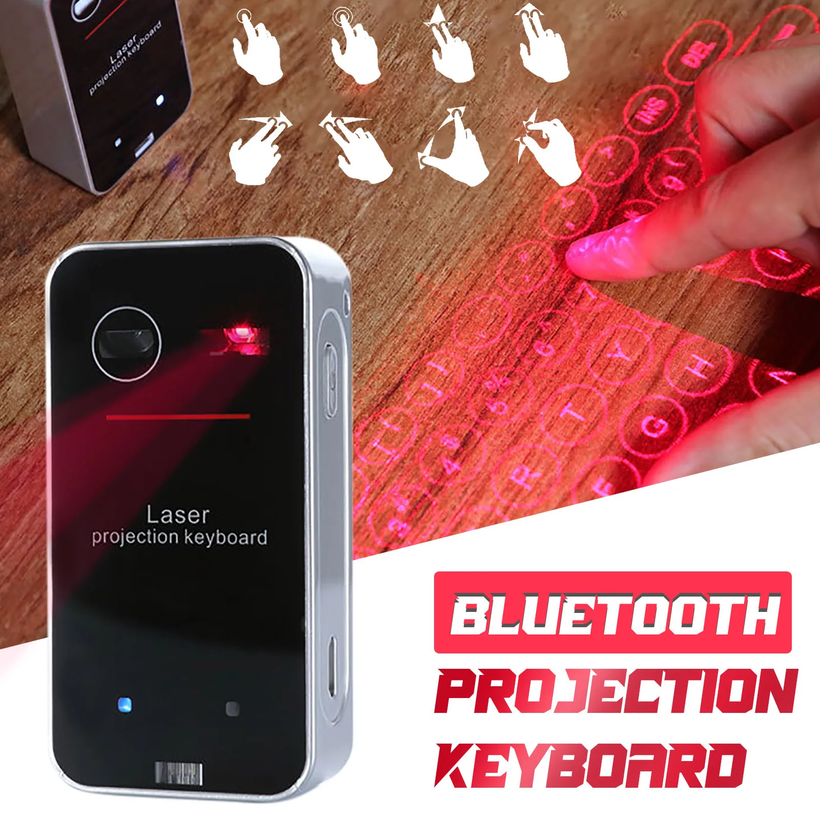 

Teclado Virtual inalámbrico con Bluetooth, dispositivo portátil de proyección para teléfono inteligente, PC, mesa, Mini