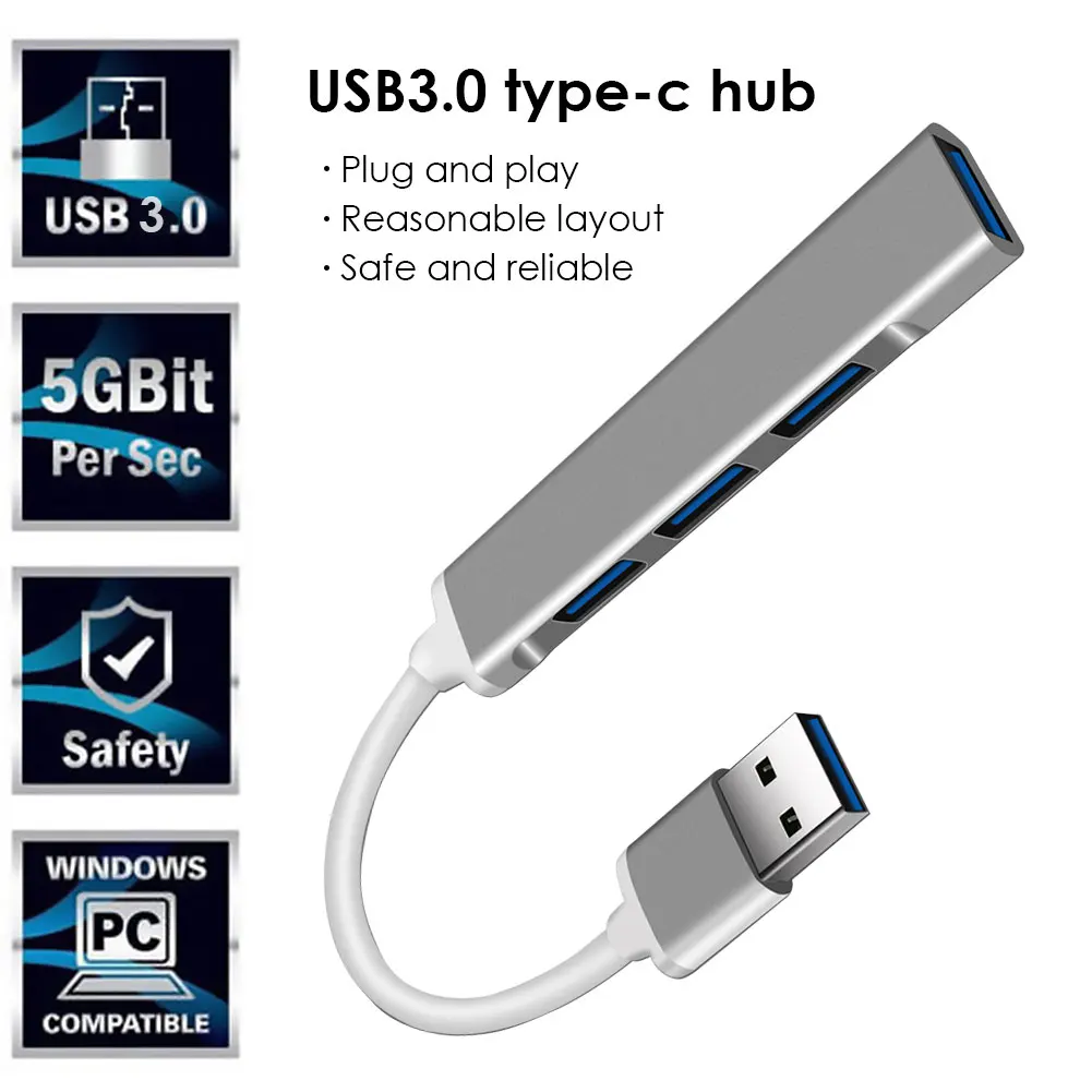 

USB C HUB 3.0 Type C 4 Port Multi Splitter Adapter USB 3.0 Port Converter for PC Computer iPad Pro Macbook Laptop Accessories