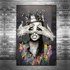 Холст с абстрактным изображением девушки с короной, постеры и принты, уличное искусство, Портрет женщины, настенные картины для дома, Куадрос