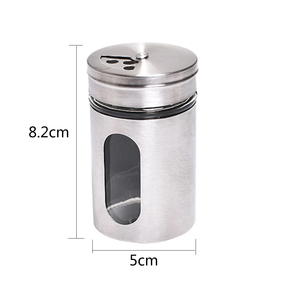

Stainless Steel Spice jars Seasoning Cans rotate cover Salt pepper shakers toothpick condiment storage bottle kitchen spice rack