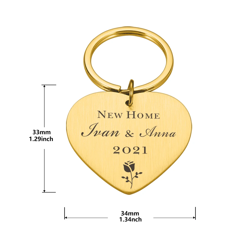 personalized souvenirs new home keychain customizable couple name keyring lovers new house gifts engraved keychains for couples free global shipping