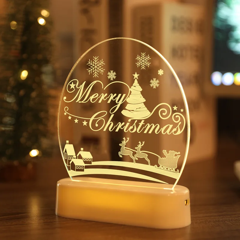 

Merry Christmas Gift LED Acrylic 3d Room Decor Christmas Light Christmas Decorations for Home Table Navidad 2020 Kerst