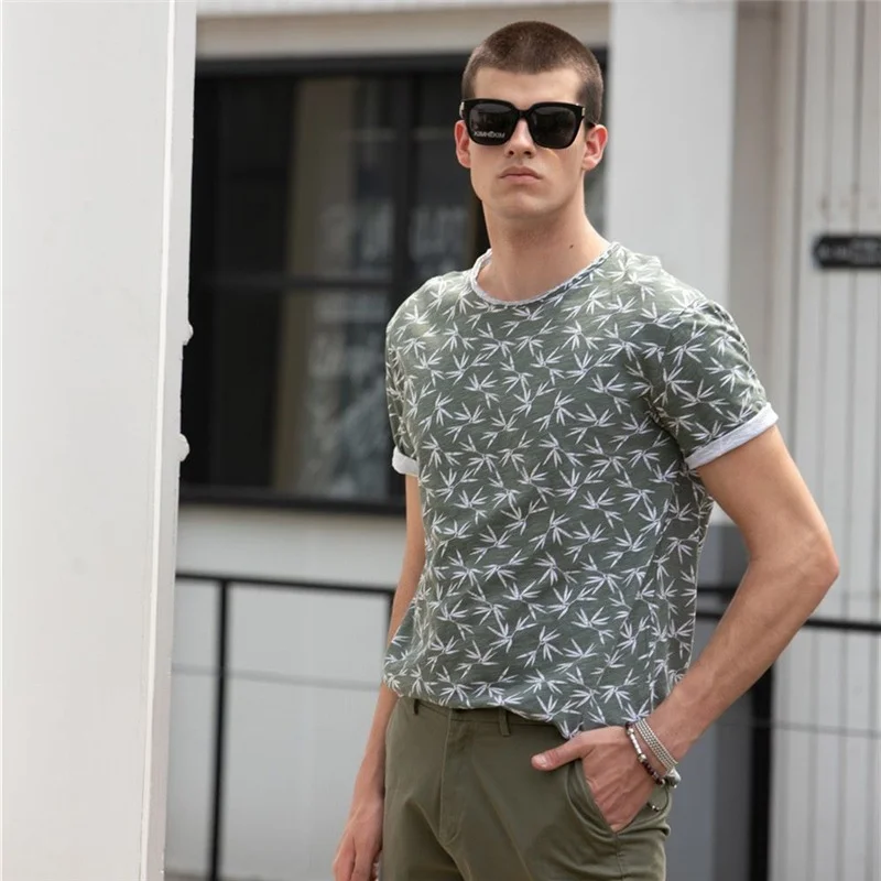 

AIOPESON 2021 Summer 100% Cotton T-Shirt Men O-neck Short-sleeved Men's T Shirt Quality Hawaii Men Clothing Tee Shirt Male