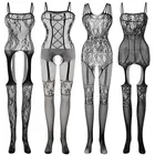 Crotchless новое нижнее белье, боди с открытой промежностью, сексуальные костюмы, Сетчатое боди, сексуальные романтические аксессуары, клетчатые чулки тело, костюм