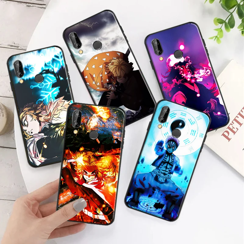 

Cartoon Japan Anime Demon Slayer Case For Huawei P Smart Z 2019 2021 P20 P30 Lite P40 P40 Lite Pro Kimetsu No Yaiba TPU Cover