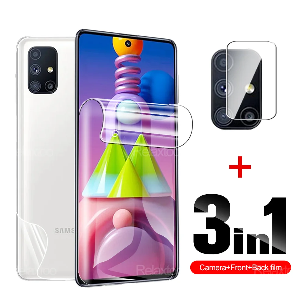 

3IN1 Hydrogel Film Full Cover For Samsung Galaxy M51 M32 M31 M31S M30S M21 M21S M12 M11 M10 M62 Screen Protector Protective Film