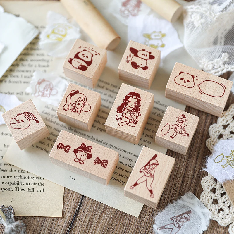 

9PCS/LOT interesting age series stamp DIY wooden rubber stamps for scrapbooking stationery scrapbooking standard stamp