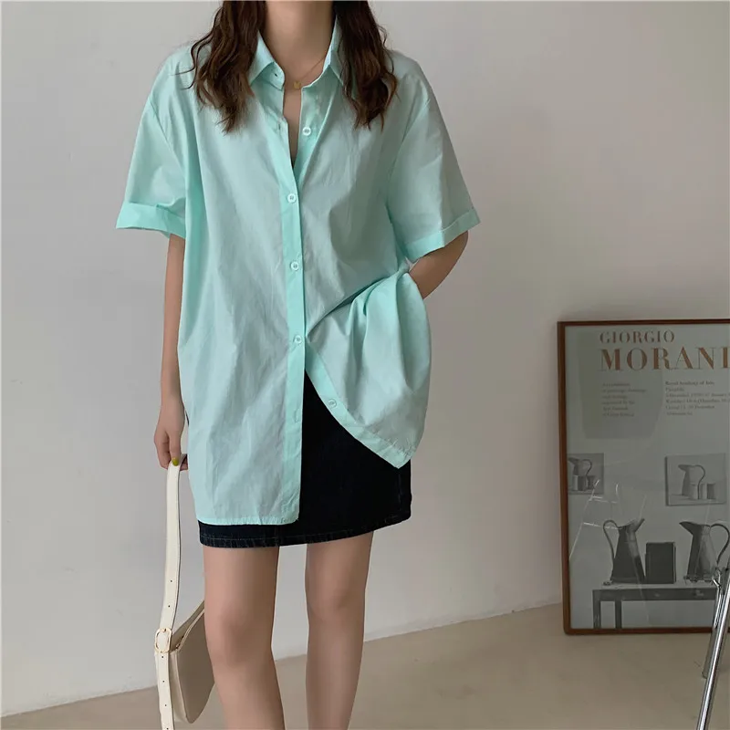 

Alien Kitty 2021 New Summer Elegance Short Sleeves Hot Tops Loose Single Breasted Chic All Match Lady Shirts Fashion Women