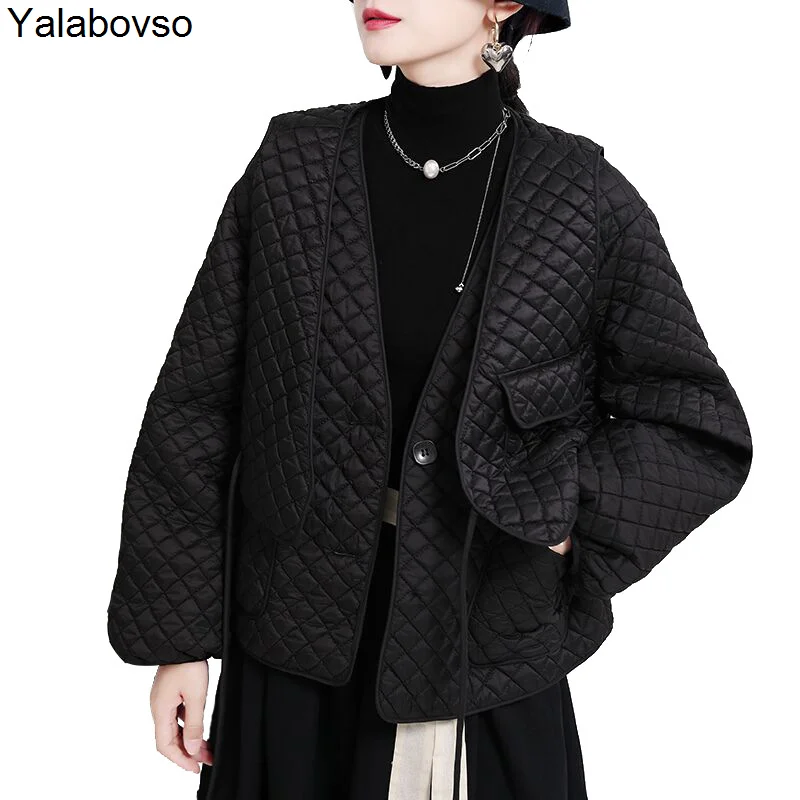 

Женская хлопковая одежда, новинка 2021, свободная куртка, дизайнерское модное зимнее осеннее пальто и хлопковый жилет, черный комплект из дву...