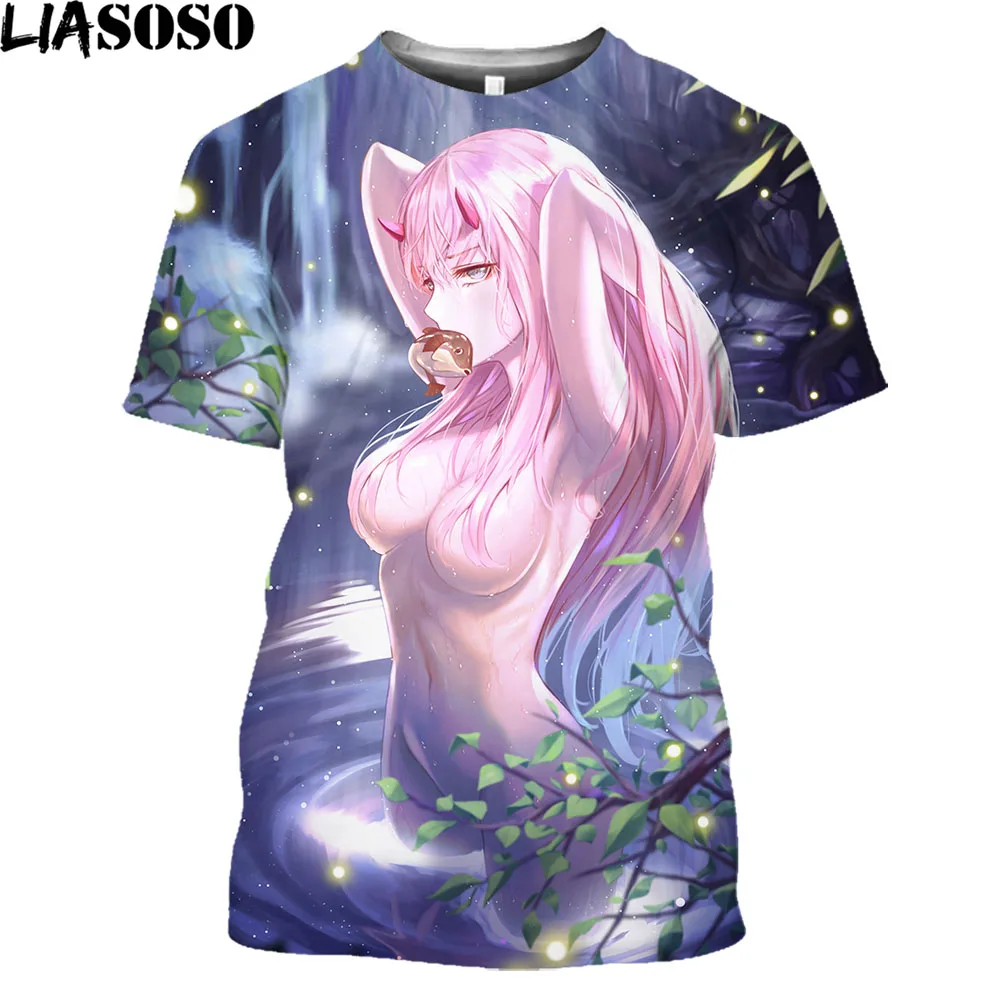 

Top Anime Girl Tshirt Women Mystery Maiden 002 3D Print Darling In The Franxx T Shirt Men ZERO TWO Manga Hentai Streetwear