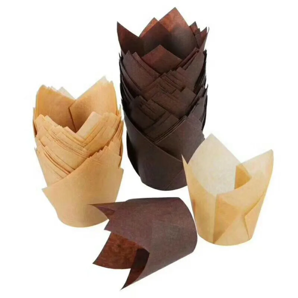 DIY тюльпаны для кексов бумажные чашки выпечки тортов обертки одноразовые