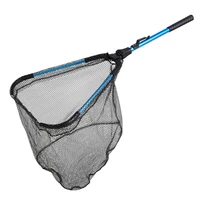 leo portable fold hand fishing nets aluminum handle rubber fishing net sturdy catching releasing fish accessorie fishing tools