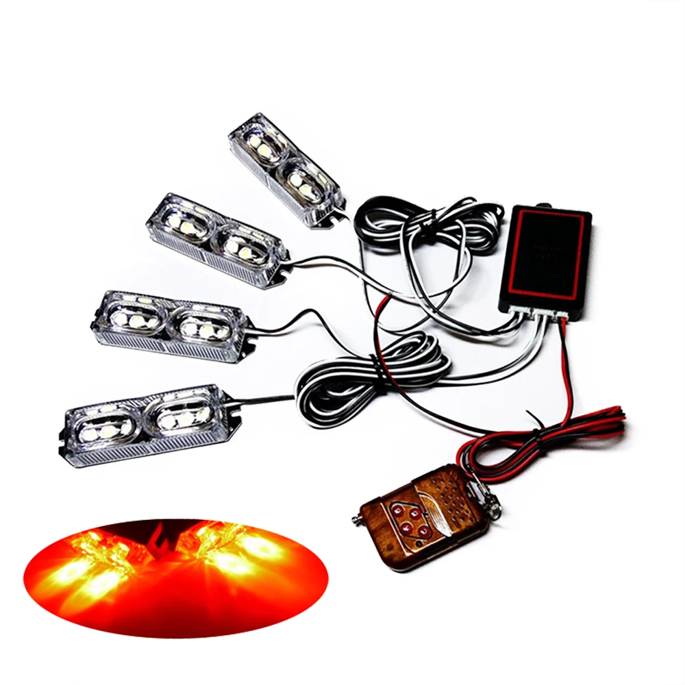 HEHEMM 4 X 6 LED Strobe Warning Light Car Flash Lamp for Emergency Vehicles 24W Red Blue | Автомобили и мотоциклы