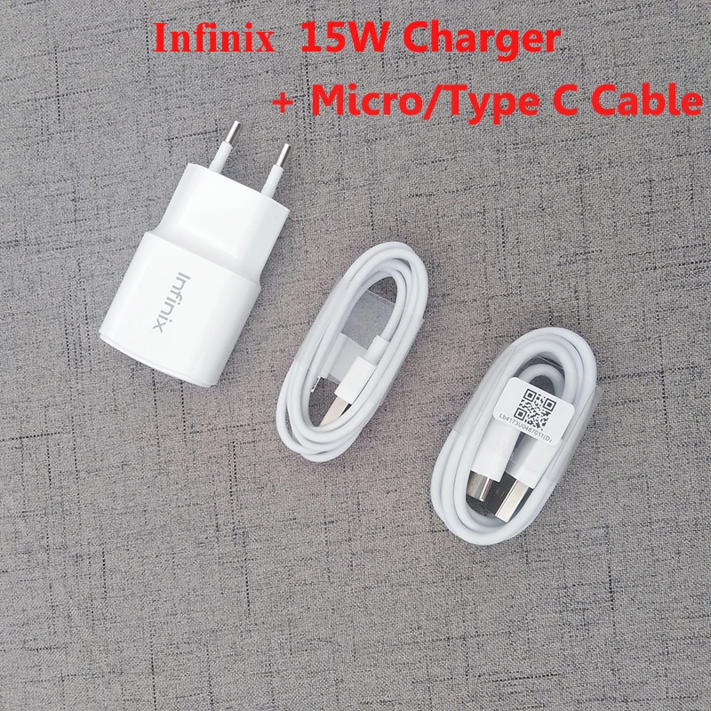 Original Infinix Charger EU Plug Wall Adapter Micro Usb Type C Cable For Zero 8 8i Hot S3 6X 6 4 Pro Note 10 | Мобильные телефоны и