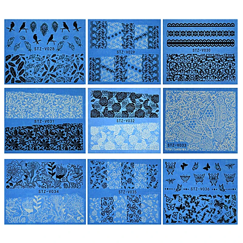 48/шт. Винил для ногтей наклейки-трафарет набор 48 различных дизайнов милый легкий