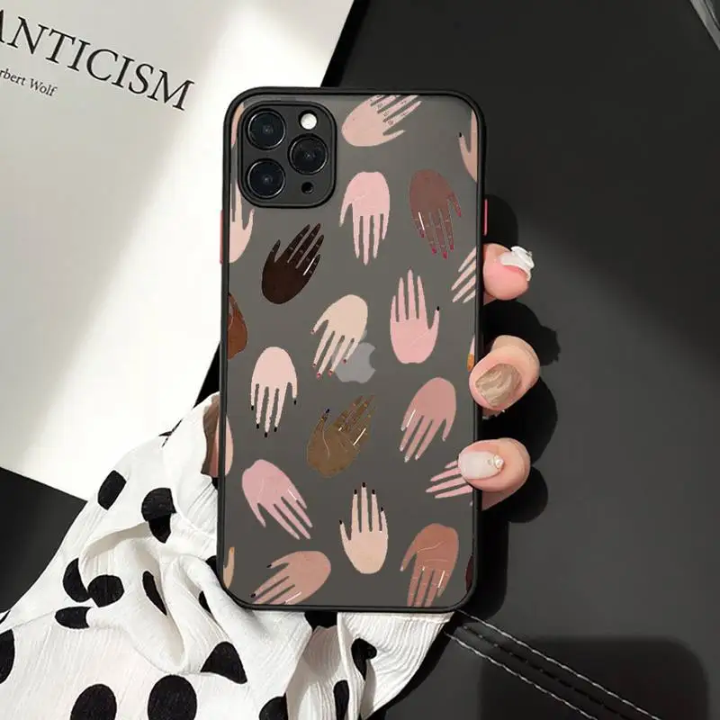 

hands victory Colorful fashion pattern Phone Cases matte transparent For iphone 7 8 11 12 plus mini x xs xr pro max cover